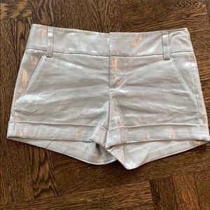 Alice + Olivia metallic silver shorts